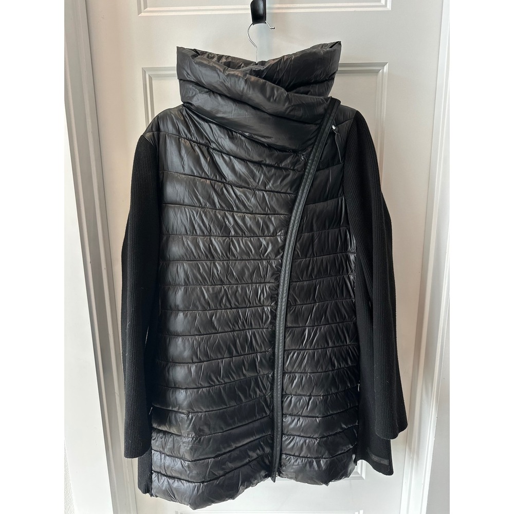 Calvin Klein Performance Mixed Media Puffer Jacket Black 1X Asymmetrical Zip